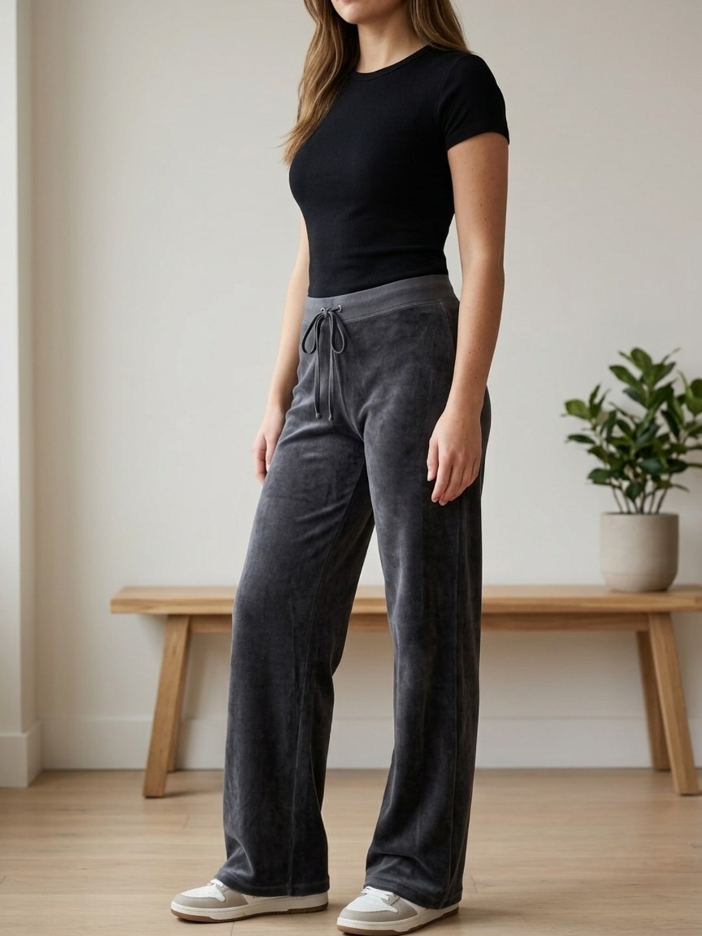 Vintage Juicy Couture Velour Track Pants Large Charcol Grey Y2K Sweat Pants 2000